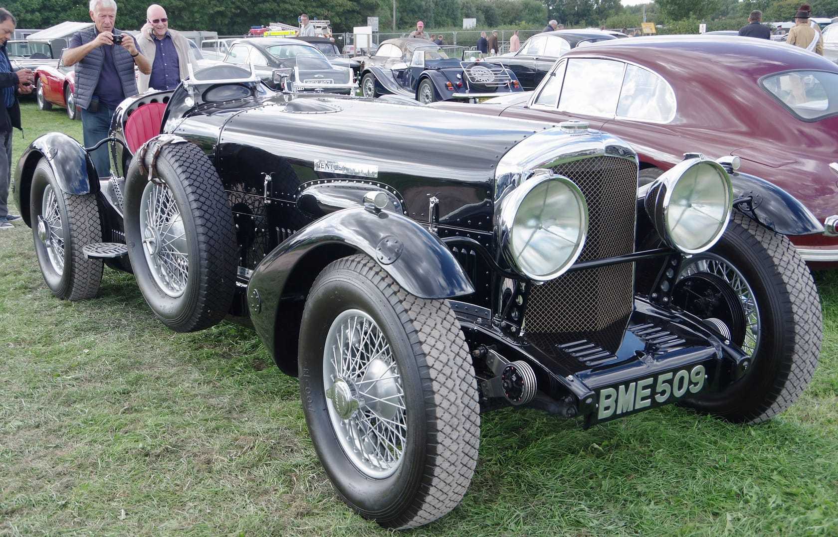 A black 1934 3½ Litre Derby Bentley open tourer with UK registration BME 509