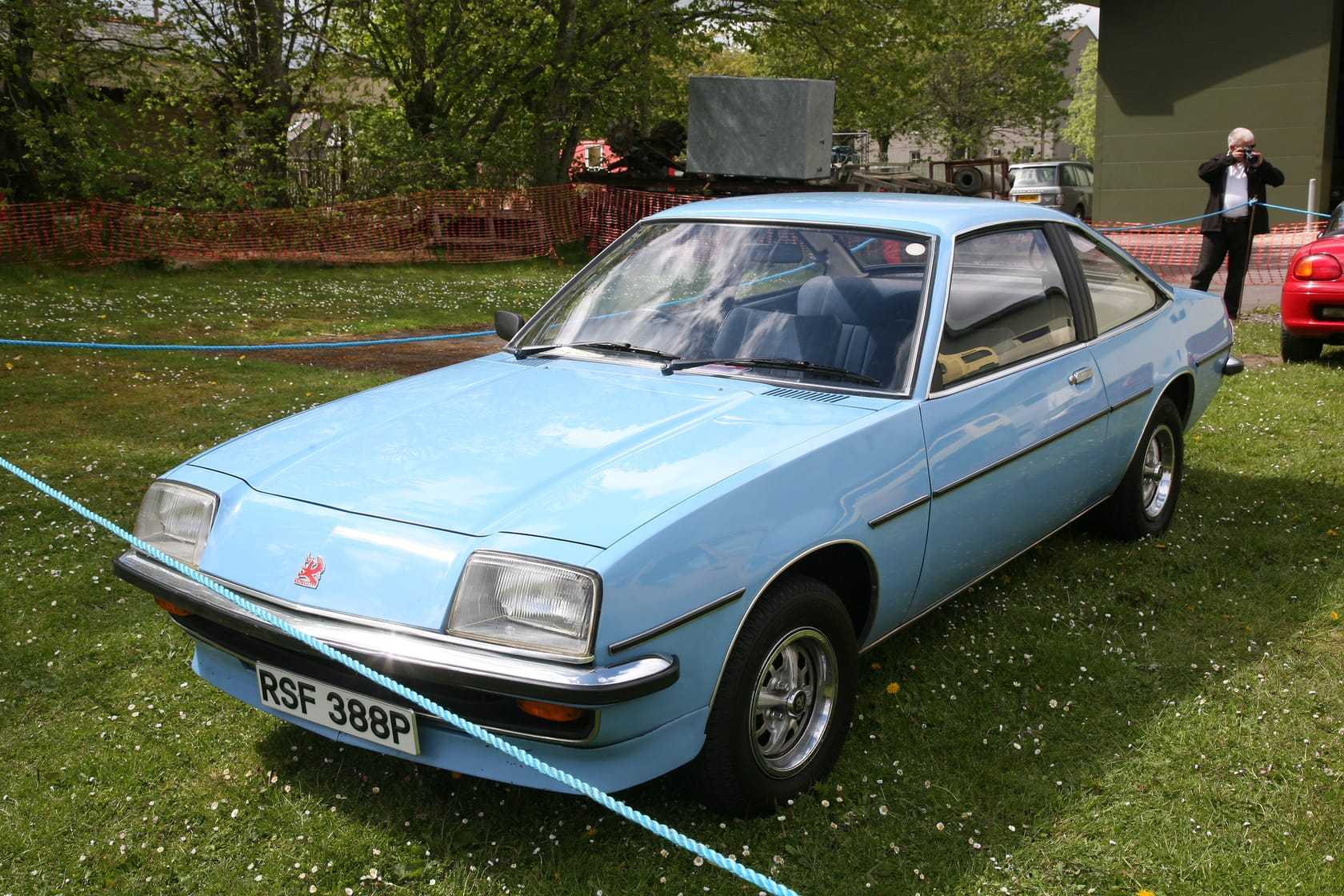 A light blue 1976 Vauxhall Cavalier Mk1 coupe with UK registration RSF 388P
