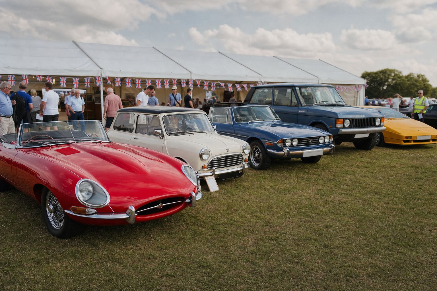 A line-up of British classics from multiple decades at a UK show