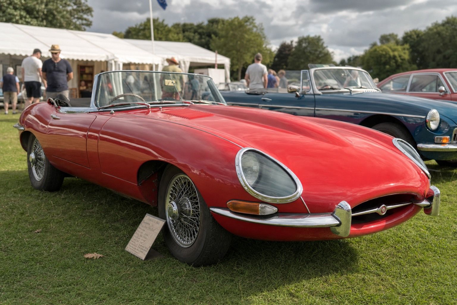A 1960s Jaguar E-Type Series 1 at a UK classic car show