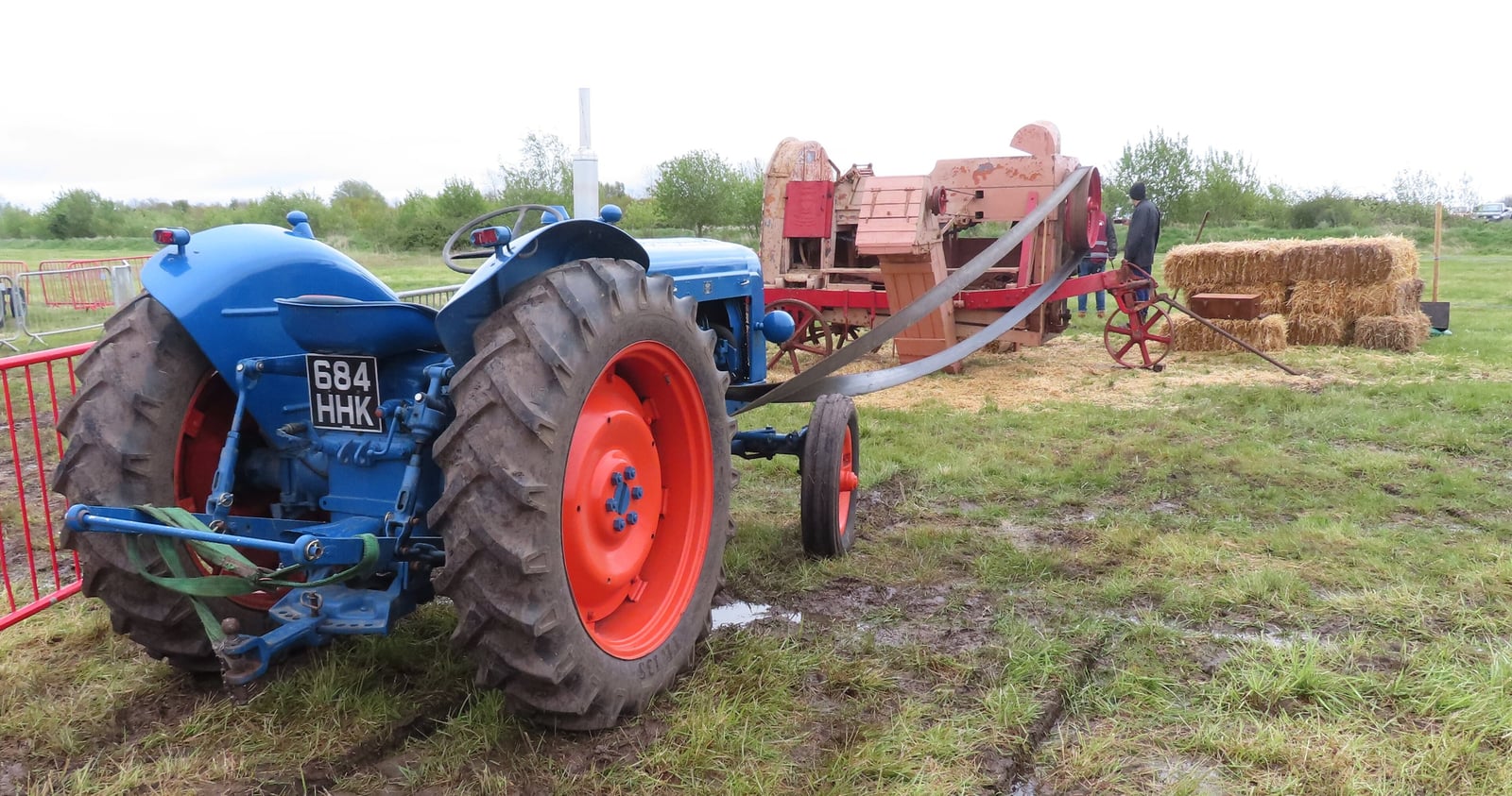 A blue and orange Fordson New Major at a vintage rally