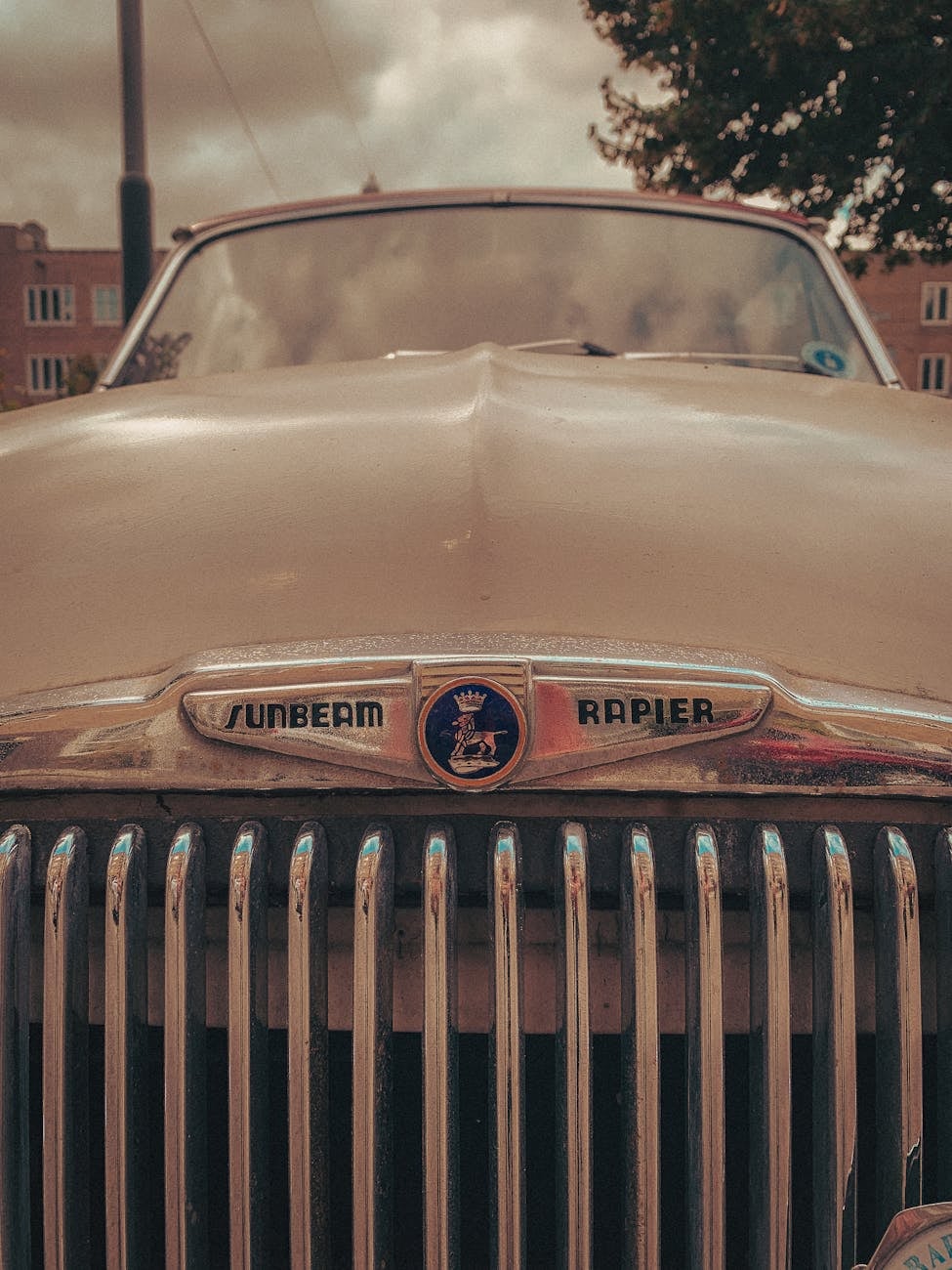 Close-up of a Sunbeam Rapier badge and grille