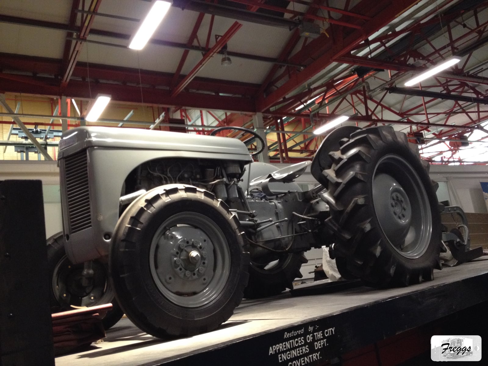 A grey Ferguson TE20 on display in the Coventry Transport Museum