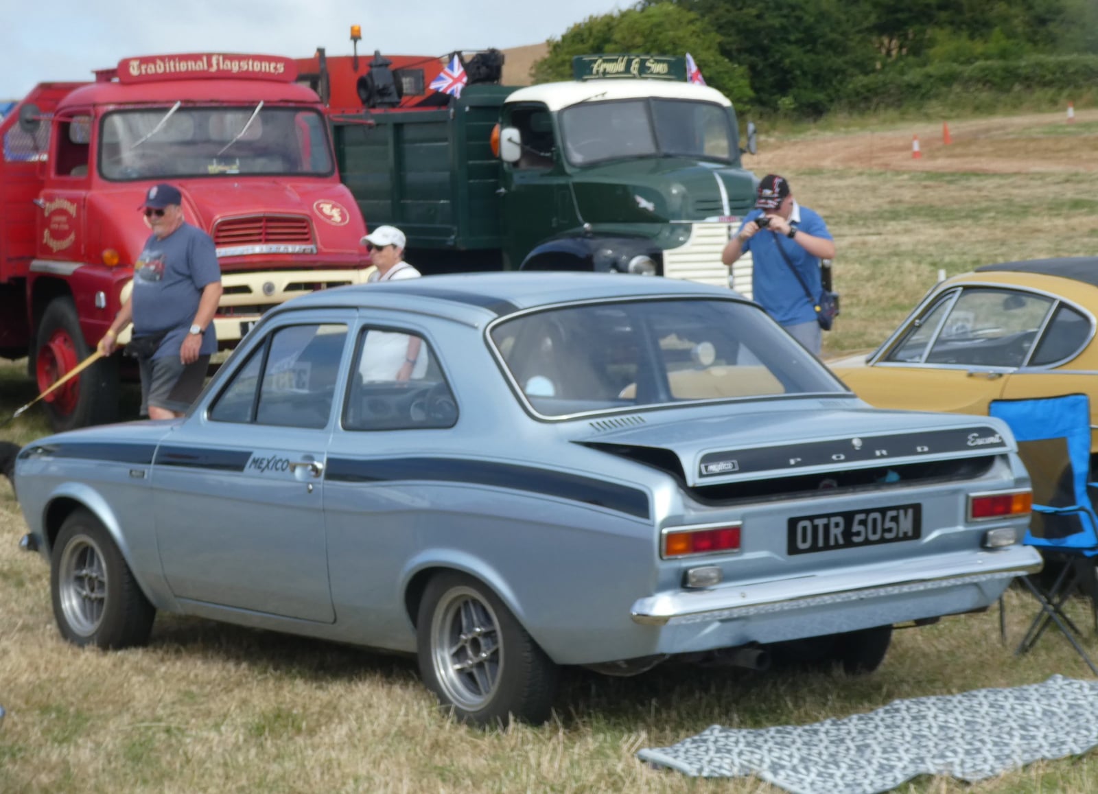 A silver Mk1 Ford Escort Mexico, side view