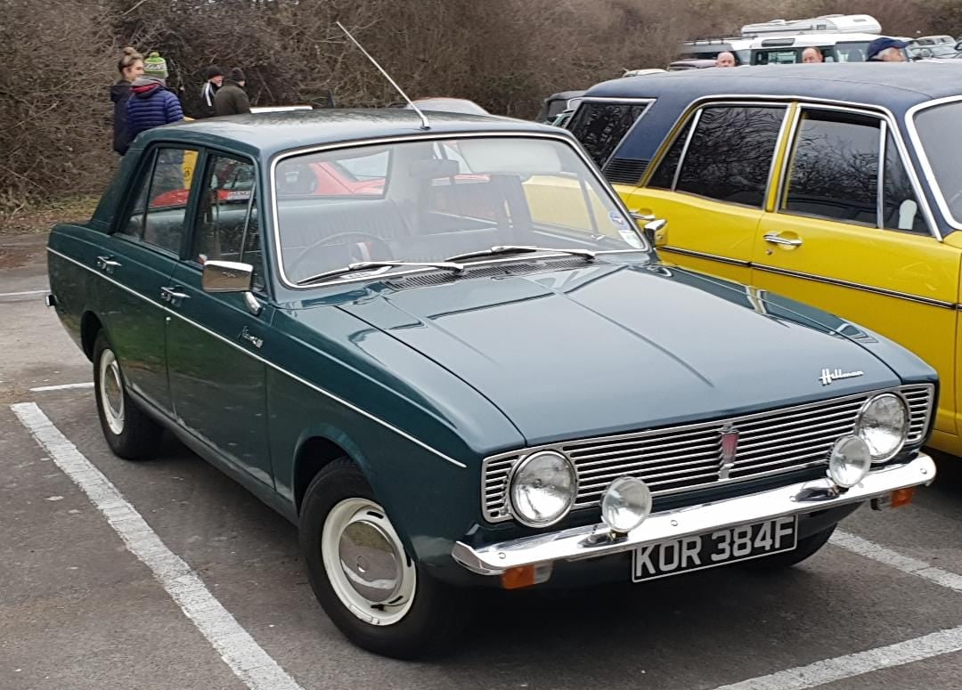 A dark green Hillman Minx 1725 of 1967, front three-quarter view, UK registration KOR 384F
