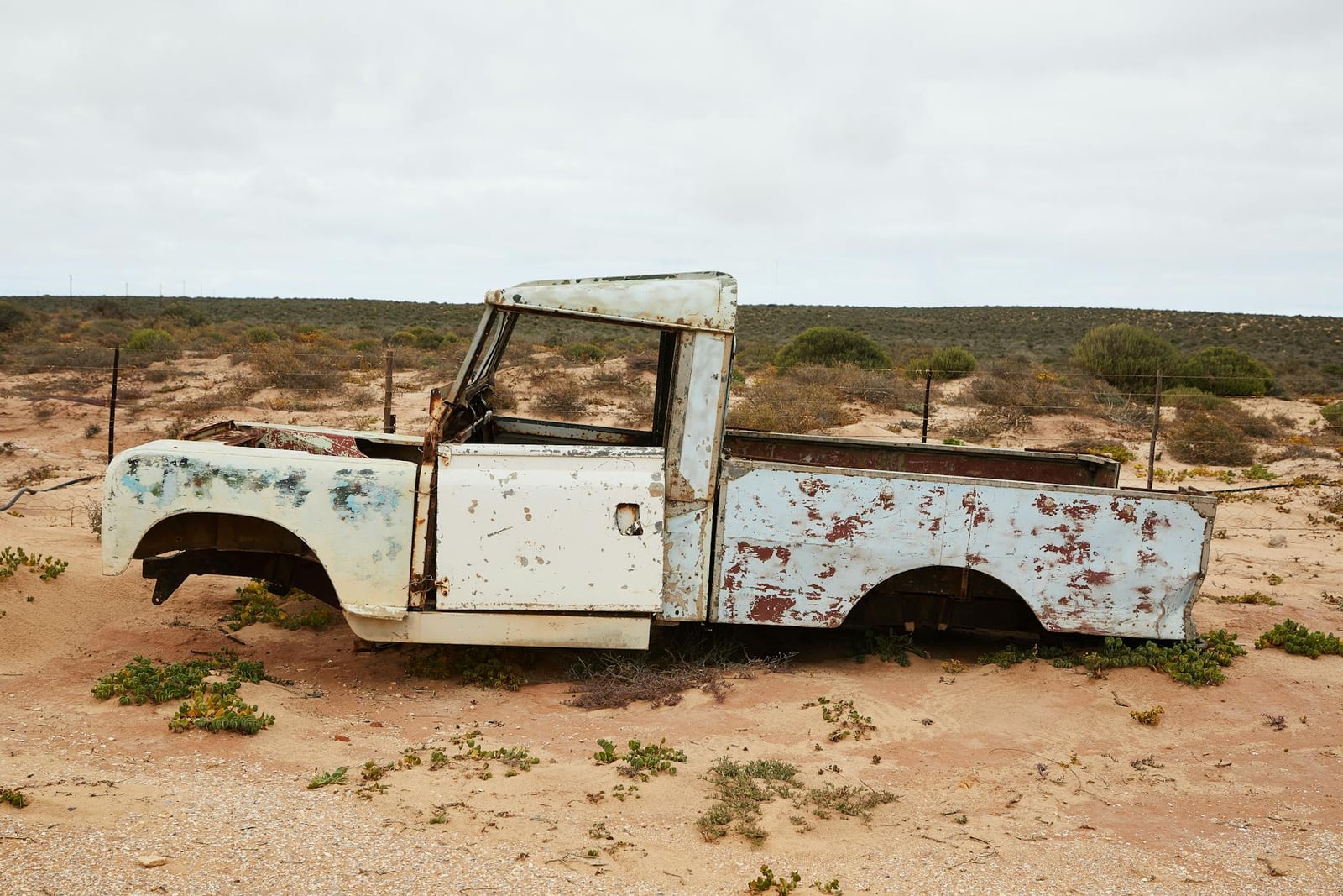 A weathered Land Rover Series body awaiting restoration