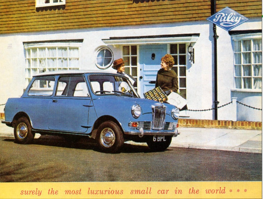 A period advertisement for the Riley Elf, headed the most luxurious small car in the world