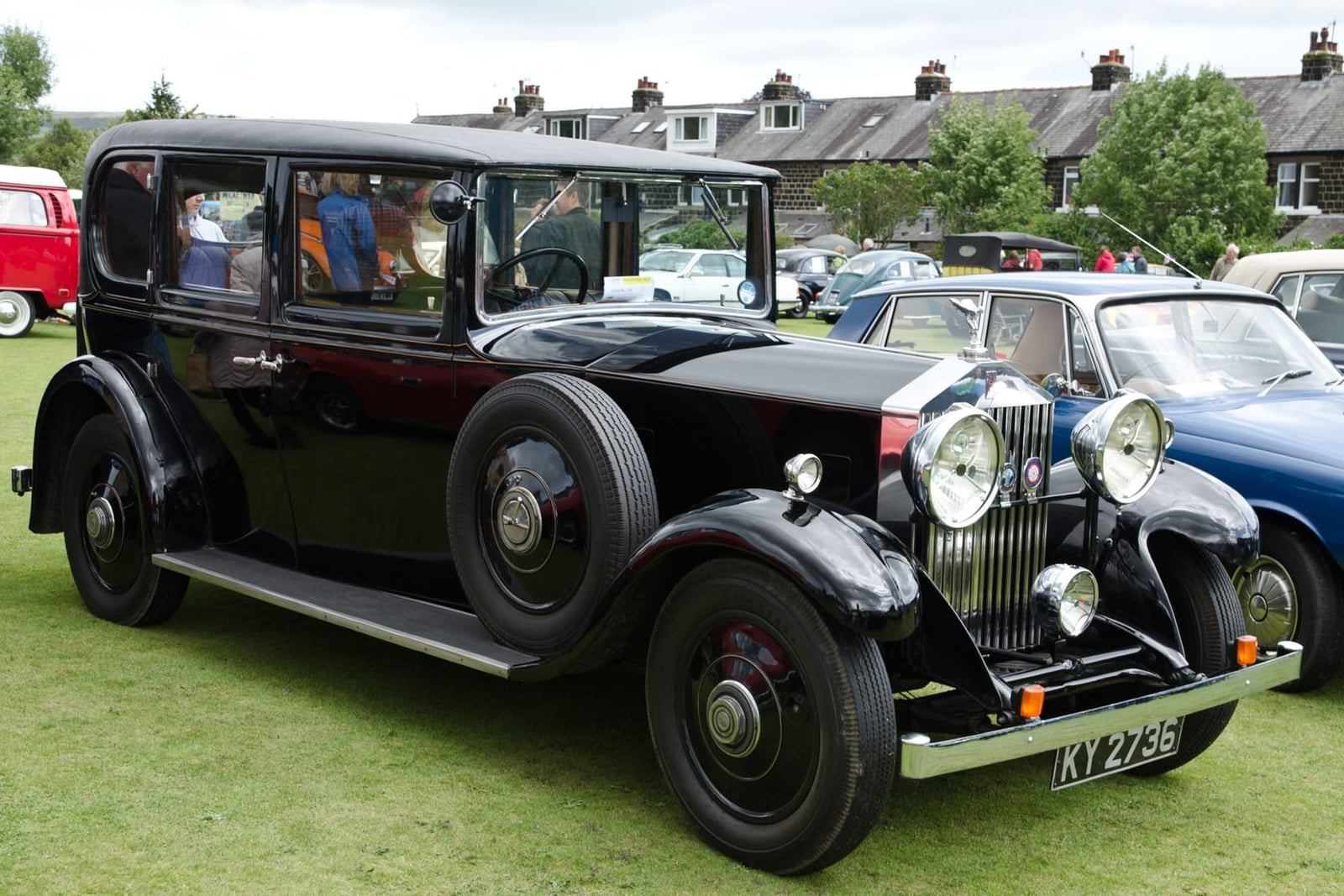 A black 1932 Rolls-Royce 20/25 limousine with coachwork by Rippon Brothers at a classic car show