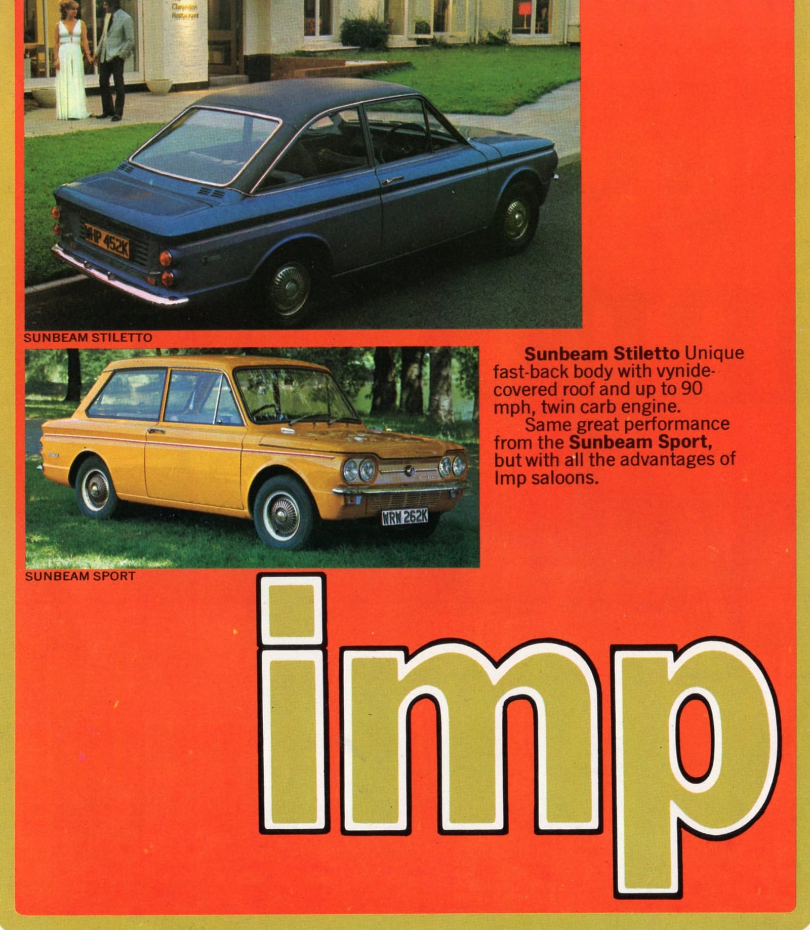 A period Rootes advertisement for the Sunbeam Stiletto and Imp Sport
