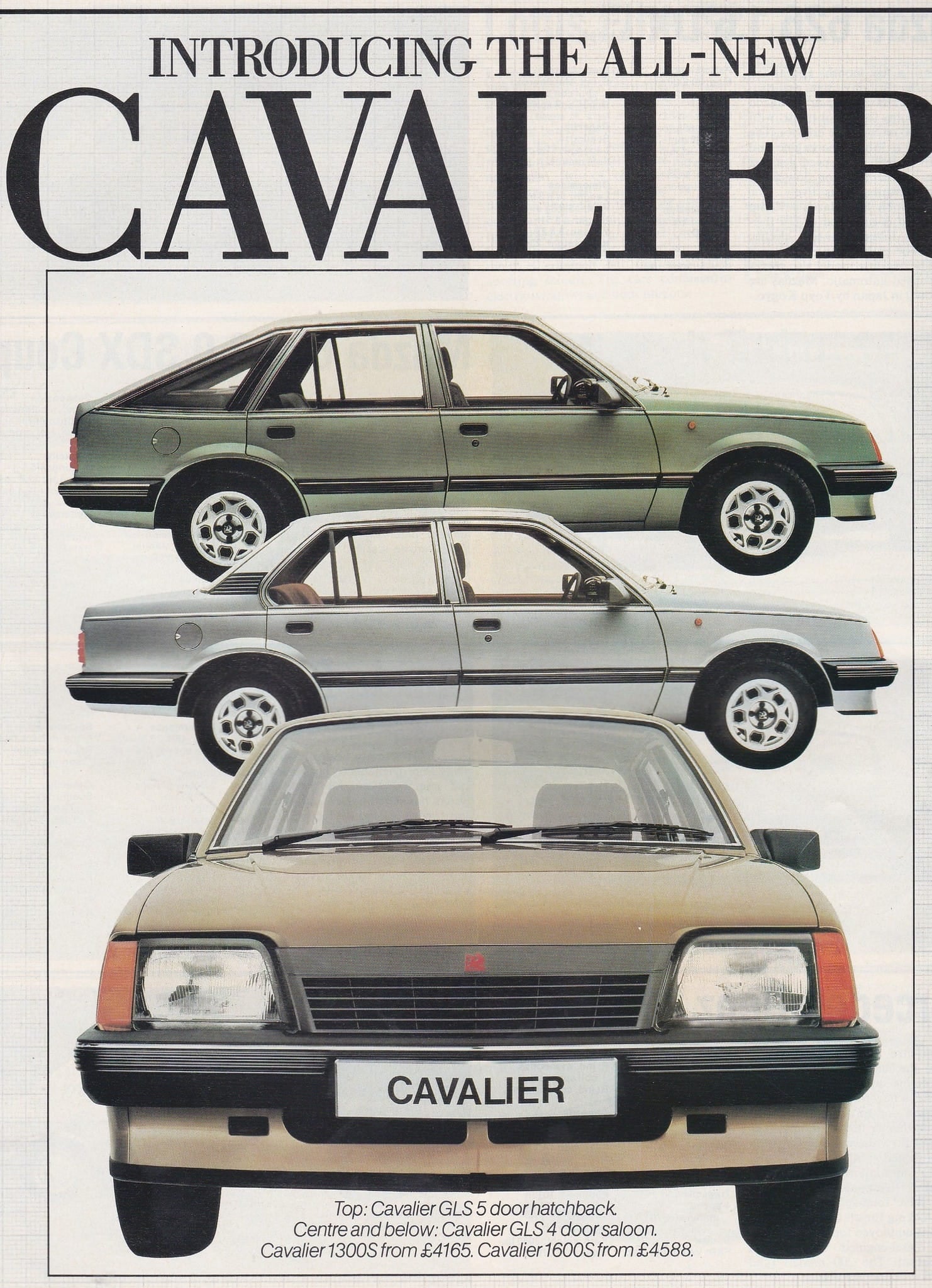 A 1982 Vauxhall Cavalier Mk2 sales brochure cover introducing the all-new range