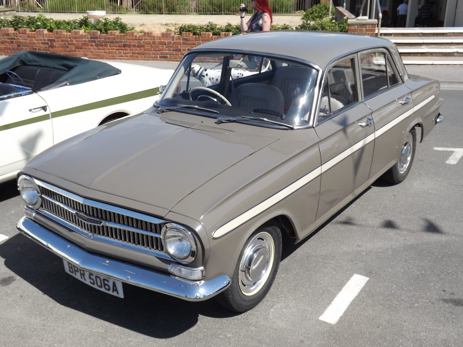 A beige and grey 1963 Vauxhall VX4/90 with UK registration BPR 506A, front three-quarter view